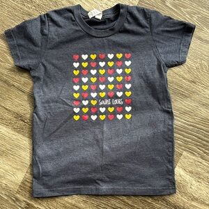 St Louis Heart Pattern T-Shirt - heathered navy Cardinal colors